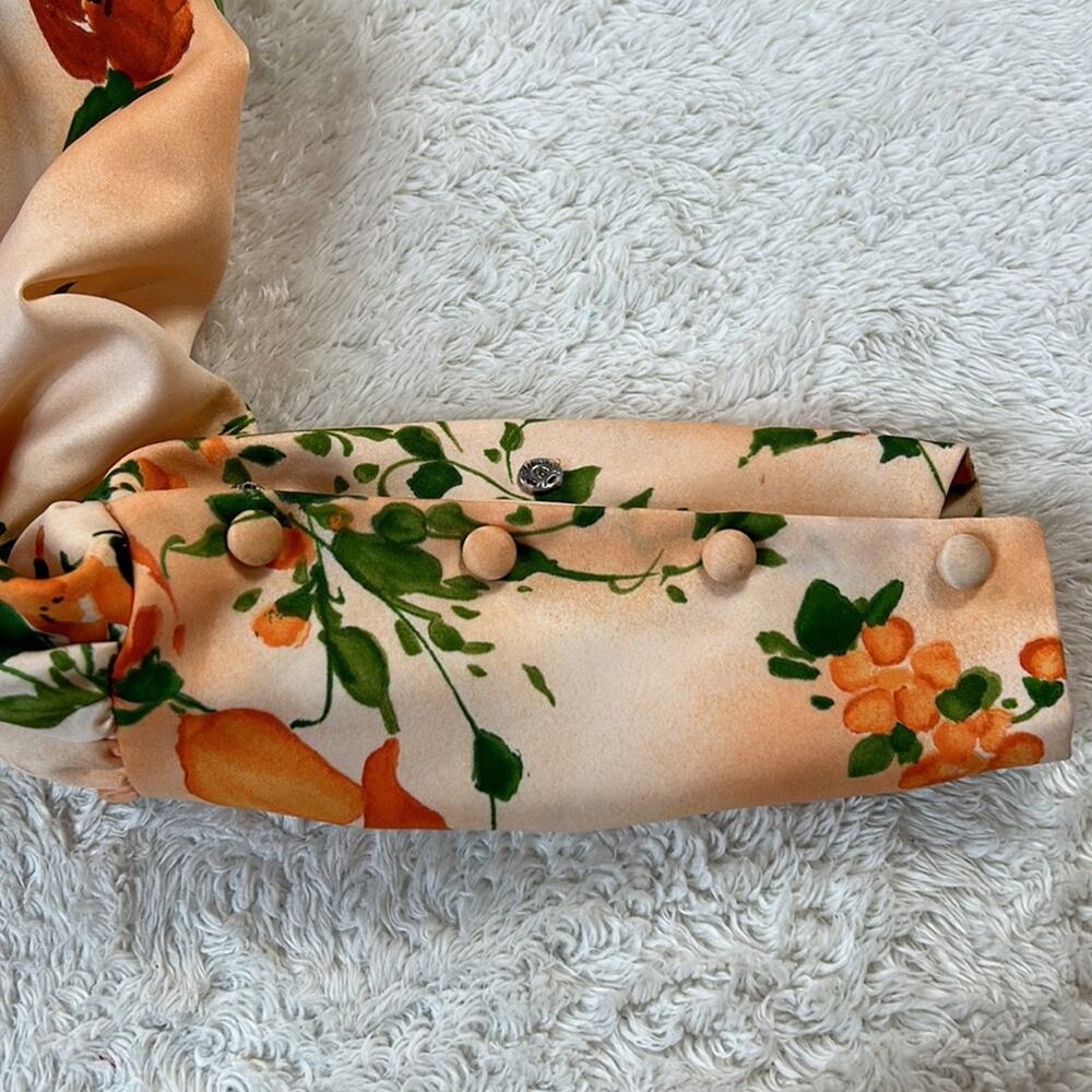 Vintage 70s does Victorian unbranded ruffled orange floral maxi dress, small - Picture 14 of 16